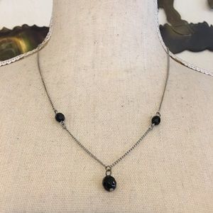 Vintage black faceted crystal bead necklace